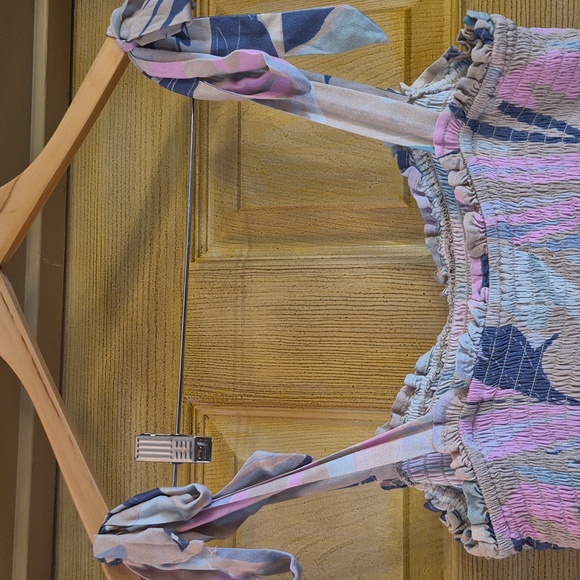 Saltwater Luxe Smocked Mini Dress Mulitcolor With Bounce Ruffle Hemline Size Med - Picture 3 of 11